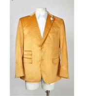  Gold Mens blazer Two Button Notch Velvet ~ velour Mens blazer Jacket Lapel Single Breasted