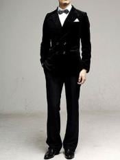  Black Double Breasted Suits For Men Available In Black or Brown or Red velour Mens blazer Jacket