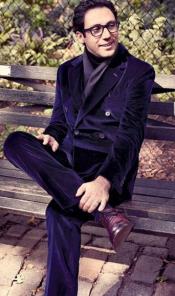  Mens Velvet Suit Double Breasted Suit Available in Black & Red &