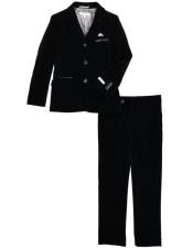  Mens Black Velvet Fabric Suit velour Mens blazer Jacket & Pants (no vest included)