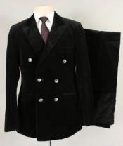  Alberto Nardoni Black Velvet ~ velour Mens blazer Jacket Double Breasted Suit (Blazer & Pants)