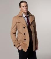  Mens Khaki Six Button Double Breasted Designer Mens Wool Mens Peacoat Sale