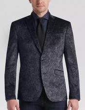  Mens Paisley Black Velvet Fabric Patterned Texture velour Mens blazer Jacket