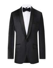  Black Tuxedo Regular Fit Shawl Lapel velour Jacket