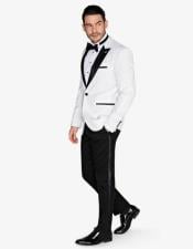  White Velvet Fabric Tuxedo With Black Lapel with black Pants velour Mens blazer Jacket