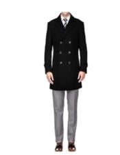  Mens Double Breasted Coat Black
