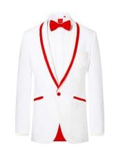  ~ Wedding Tuxedo Dinner Jacket White/Red Trim