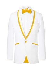  ~ Wedding Tuxedo Dinner Jacket White/Gold Trim