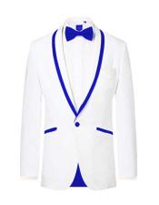  ~ Wedding Tuxedo Dinner Jacket White/Navy Blue Trim