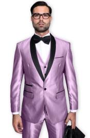  Lilca Tuxedo Shawl Collar Vested Jacket & Pants 3 Piece Suit Prom or Wedding or Shiny Metallic Fabric