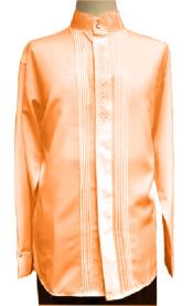 Orange Shell Collar Button Style Mens Dress Shirt