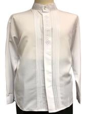  White Banded Collar Shirts for Men