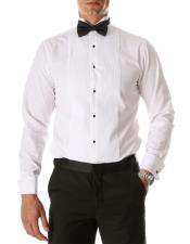  Mens Max White Slim Fit Wing Tip Collar Pleated Tuxedo Shirt