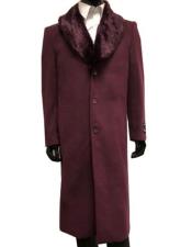  Mens Wool and Overcoat With Fur Collar Full Length 48 Inches