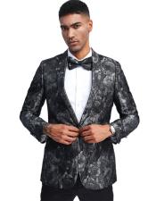  Style#-B6362 Silver & Black Fully Lining One Button Blazer