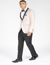  Mens Pink Two Flap Front Pockets Blush Suit