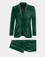  Olive Green ~ Sage Green Notch Label Velvet Suit