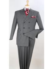  Apollo King Suit Grey 100% Wool  Double Breasted Suit