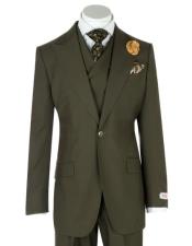  Mens Green Birdseye Wide Leg  Pure Wool Suit and Vest
