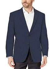  Navy Blue/Blue Check 100% Cotton Modern fit 2 button side vent jacket