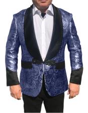  Nardoni Brand Menss Shawl Collar Fancy Sharkskin Chinese Style Party Blazer In Silver Paisley