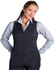  Four Button Solid Pattern Navy  Women Vest Sleeveless Blazer