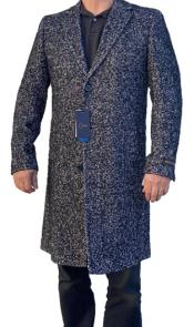  Mens Black and Grey Herringbone ~ Tweed Overcoat Three Quarter Wool Carducci