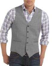  Button Besom pocket mens Sharkskin Slim Fit Suit Separates Vest Gray