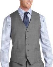  Button Besom pocket mens Gray Sharkskin Modern Fit Suit Separate Vest