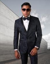  Two Button Ultra Slim Fit Prom Suit / Wedding Suit In Navy