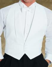  White Pique Backless Tuxedo Vest