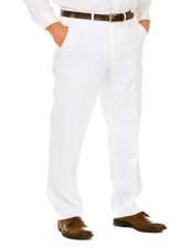  Mens 100% Polyester Slim Fit White Pants