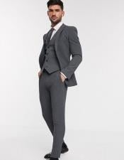 Extra Slim Fit Suit Charcoal Wool Fabric Shorter Sleeve~ Shorter Jacket