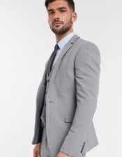  Extra Slim Fit Suit Gray Wool Fabric Shorter Sleeve~ Shorter Jacket
