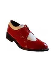  Mens Blue-White Patent Leather Lace UP Oxford Shoe
