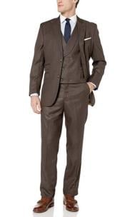  Brown Hook-and-Button Closure 3-Piece Suits 
