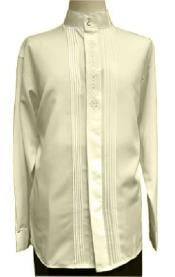  Mandarin Collar ~ Banded Collar Dress Shirts Off-White