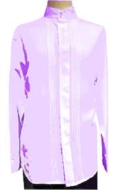  Mandarin Collar ~ Banded Collar Dress Shirts Purple