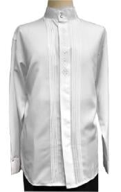  Mandarin Collar ~ Banded Collar Dress Shirts White