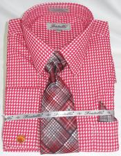  Red Colorful Mens Gingham Dress Shirt