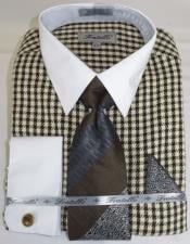  Brown Houndstooth Colorful Mens Dress Shirt