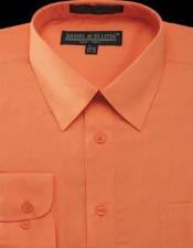  Mens Dress Shirt Orange Regular Fit