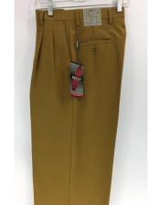  Mens Gold Dress Pants 2-Pleats with Cuff Hem