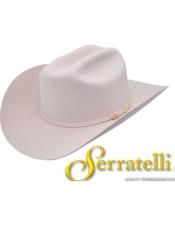  Serratelli 100X Cali EL Comandant White 3 1/2 Brim Western Cowboy Hat
