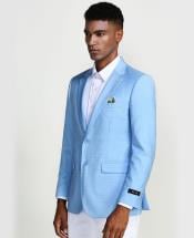  Light Blue Casual Blazer Two Button - Prom - Wedding