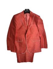  Burnt Orange - Salmon Color Mens Linen Fabric Summer Business Suits With