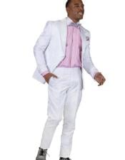  Paisley - Floral Suit (Jacket and Pants) White - Mens Flower Suit