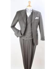  Apollo King Suit Mens Charcoal 3pc Wool Fashion Suit