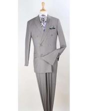  Apollo King Suit Double Breasted Suit Classic Fit Pleated Pants Gray