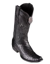  Los Altos Boots Mens Ostrich Black Cowboy Boots - H79 Dubai Toe